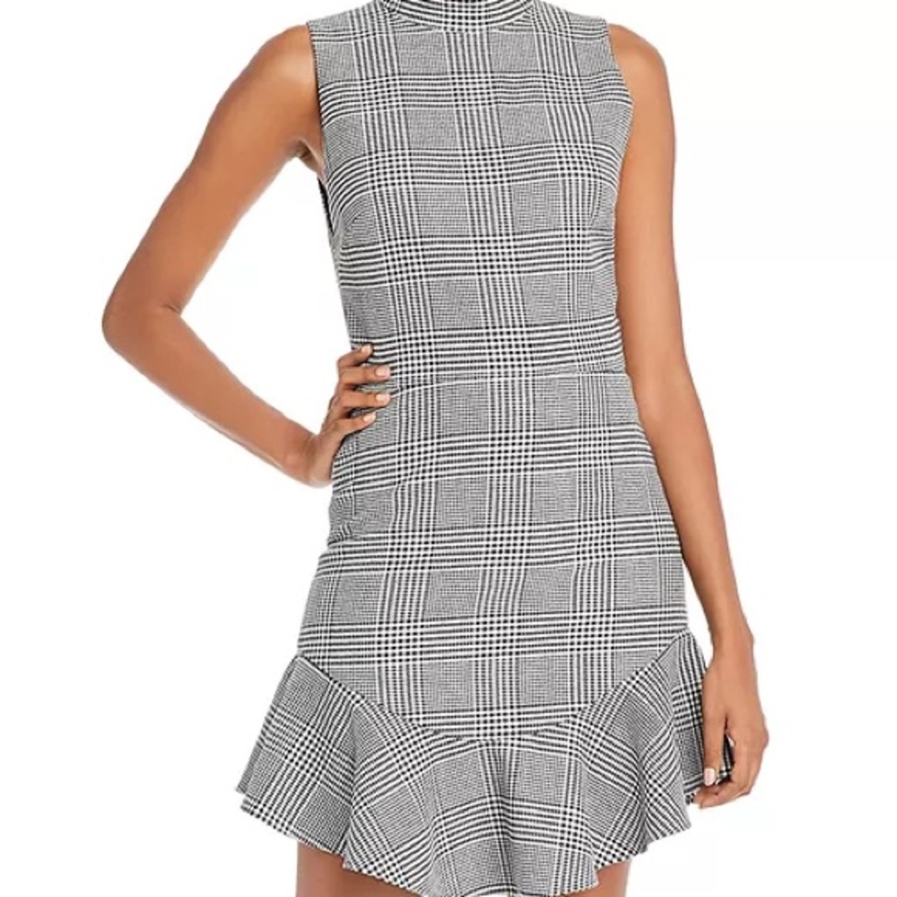 Alice + Olivia Black and White Plaid Dress